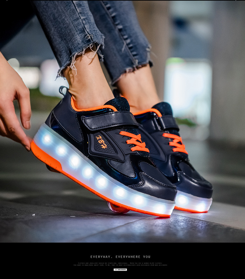 Amazon Sources New Charging Children's Luminous Heelys Double Wheel Skate Shoes Boys and Girls Shoes Wings Skates