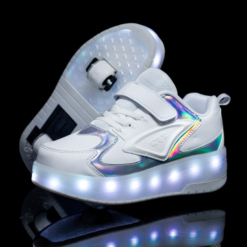 Cross-Border Live Supply New Children&#039;s Luminous Two-Wheel Heelys Adult Light Shoes Skate Shoes Men and Women Skates