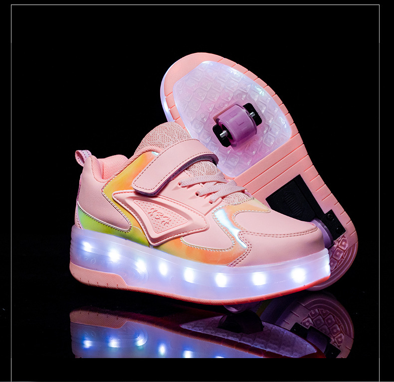 Cross-Border Live Supply New Children's Luminous Two-Wheel Heelys Adult Light Shoes Skate Shoes Men and Women Skates