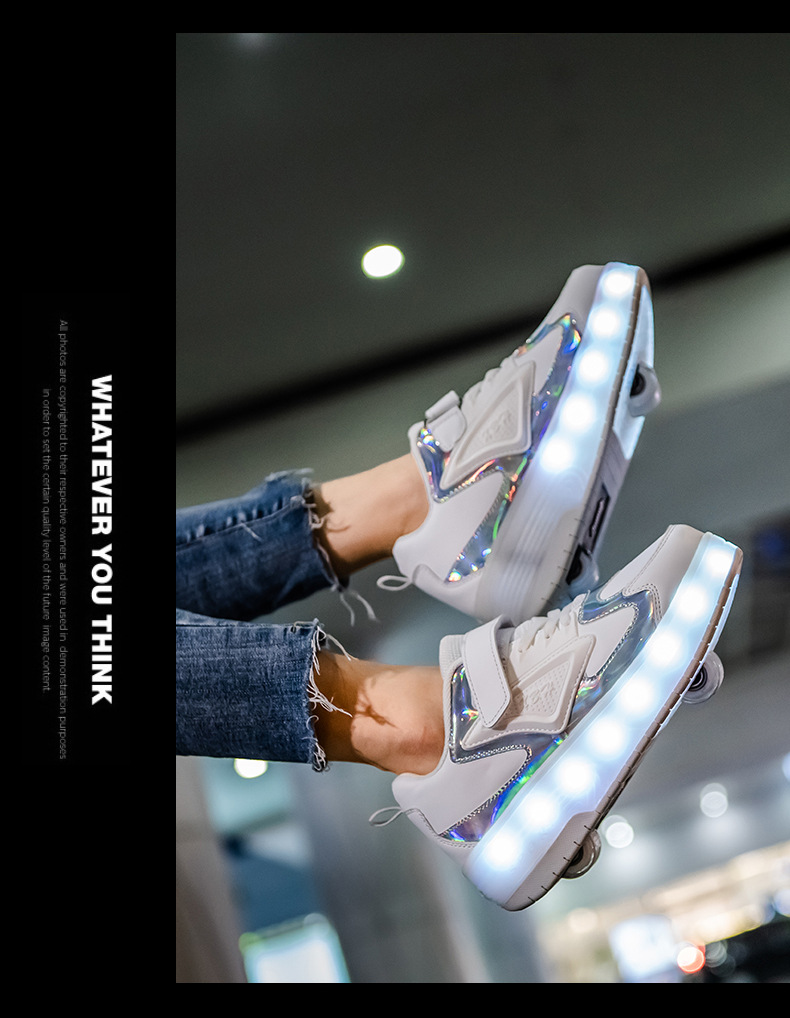 Cross-Border Live Supply New Children's Luminous Two-Wheel Heelys Adult Light Shoes Skate Shoes Men and Women Skates