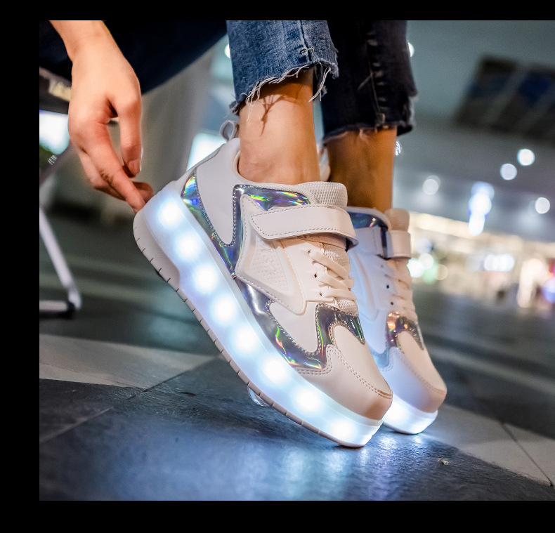 Cross-Border Live Supply New Children's Luminous Two-Wheel Heelys Adult Light Shoes Skate Shoes Men and Women Skates