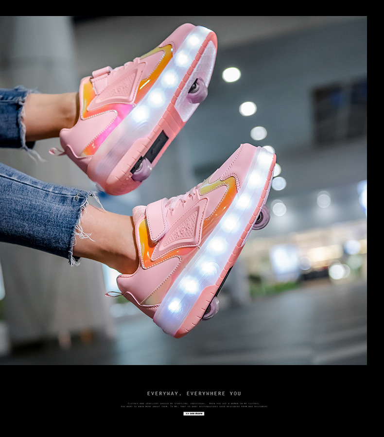 Cross-Border Live Supply New Children's Luminous Two-Wheel Heelys Adult Light Shoes Skate Shoes Men and Women Skates