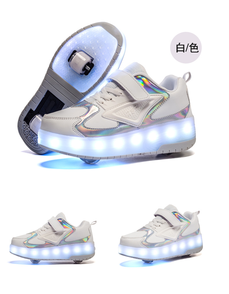 Cross-Border Live Supply New Children's Luminous Two-Wheel Heelys Adult Light Shoes Skate Shoes Men and Women Skates