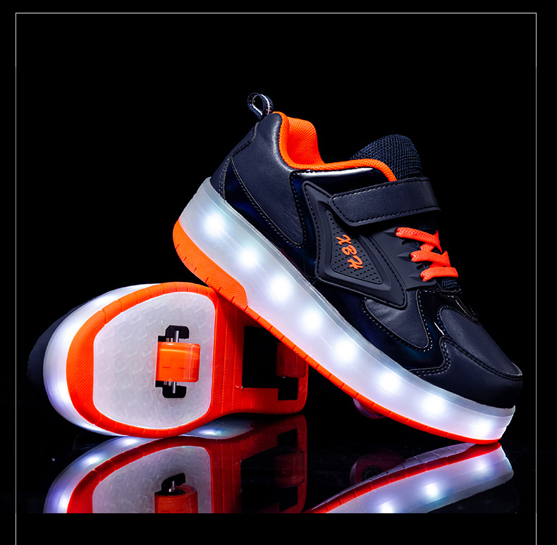 Cross-Border Live Supply New Children's Luminous Two-Wheel Heelys Adult Light Shoes Skate Shoes Men and Women Skates