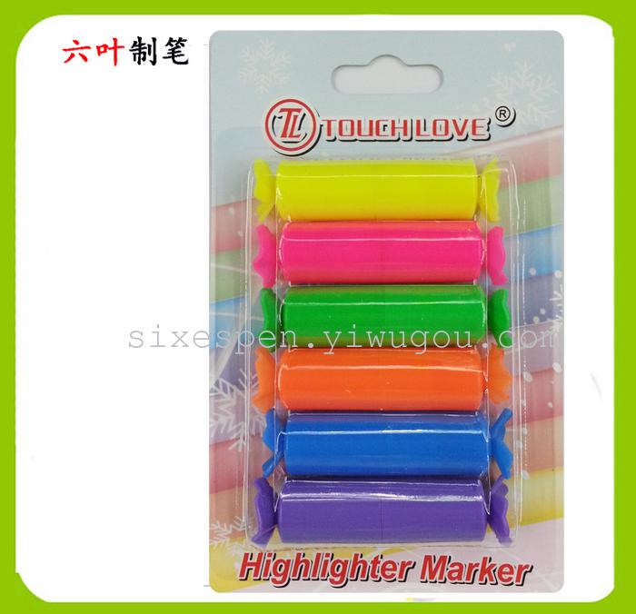 6 PCs blister card Candy colored highlighter