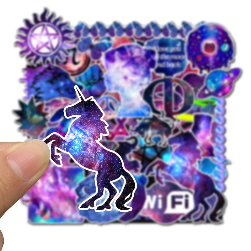 35 Pieces Do Not Repeat Starry Sky Cartoon Stickers Amazon Wish Popular Graffiti Stickers Luggage Skateboard Sticker