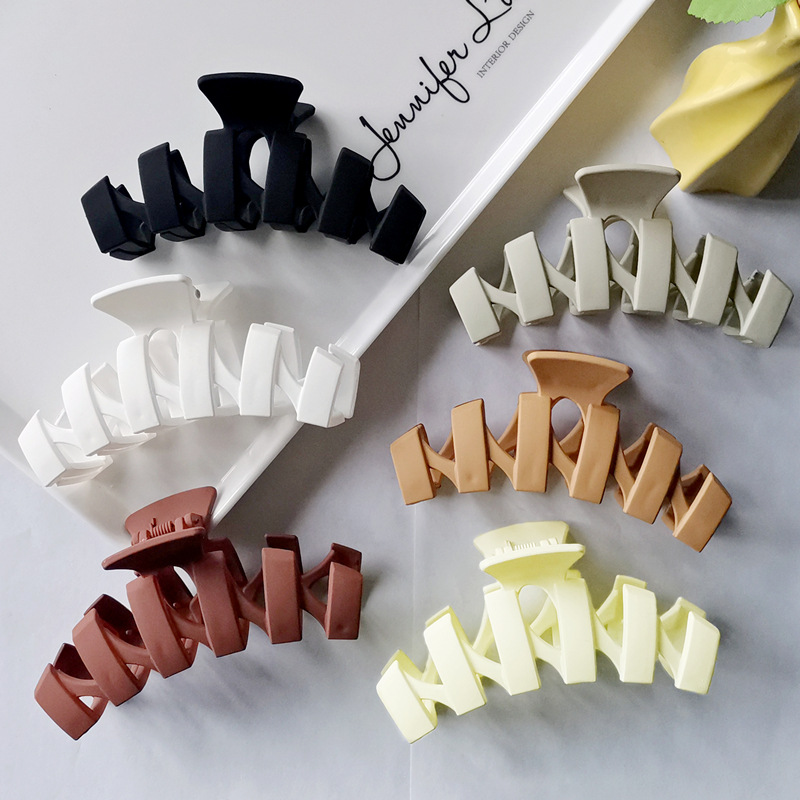European and American Hair Accessories Women's Foreign Trade Barrettes Black and White Plaid Head Clip Updo Large Size Acetate Acrylic Grip Back Head Hair Claw