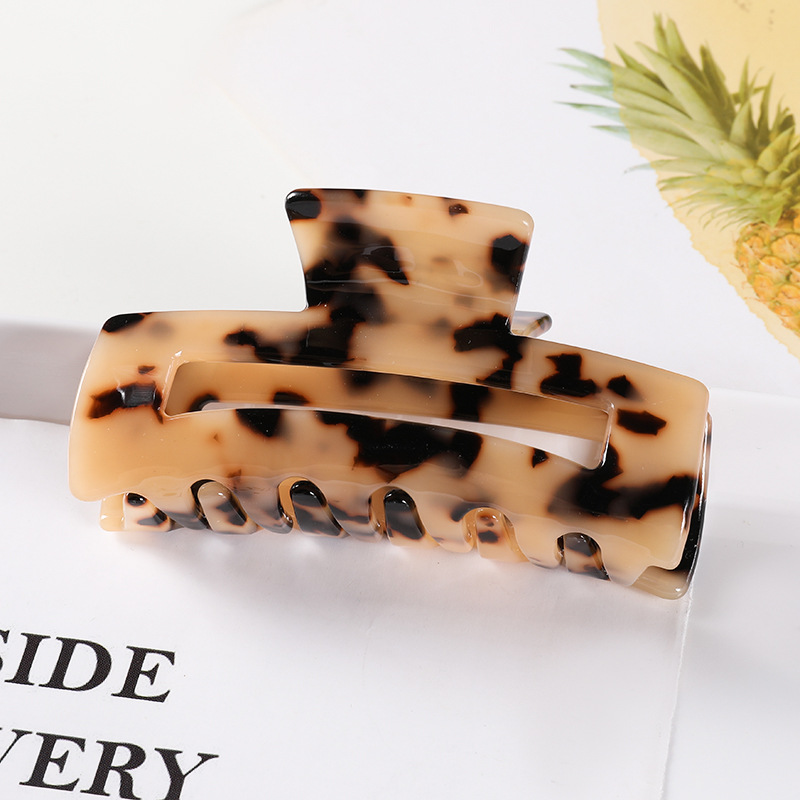 European and American Hair Accessories Women's Foreign Trade Barrettes Black and White Plaid Head Clip Updo Large Size Acetate Acrylic Grip Back Head Hair Claw