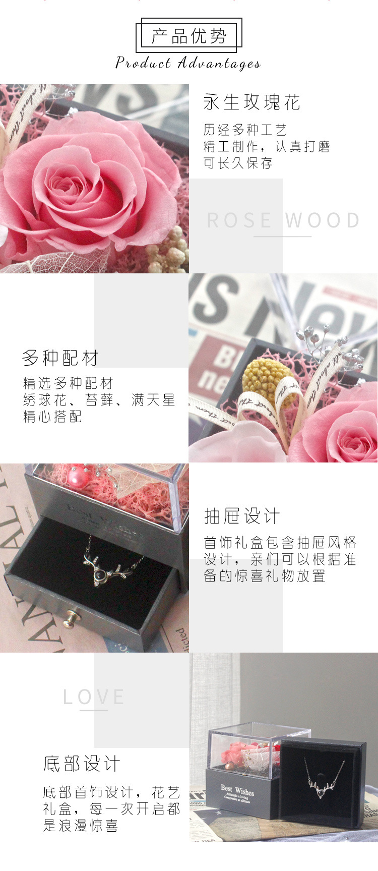Preserved Fresh Flower Transparent Acrylic Flower Box Valentine's Day Gift Preserved Fresh Flower Rose Square Gift Box Preserved Fresh Flower Transparent Acrylic Flower Box Valentine's Day Gift Preserved Fresh Flower Rose Square Gift Box