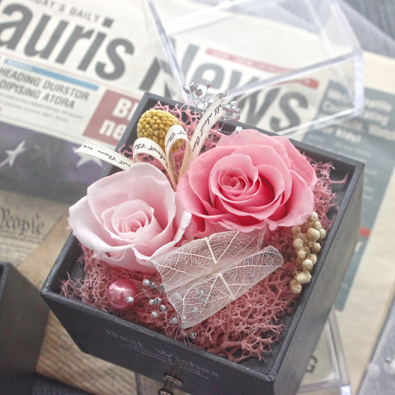 Preserved Fresh Flower Transparent Acrylic Flower Box Valentine&#039;s Day Gift Preserved Fresh Flower Rose Square Gift Box