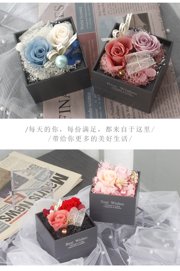 Preserved Fresh Flower Transparent Acrylic Flower Box Valentine's Day Gift Preserved Fresh Flower Rose Square Gift Box Preserved Fresh Flower Transparent Acrylic Flower Box Valentine's Day Gift Preserved Fresh Flower Rose Square Gift Box