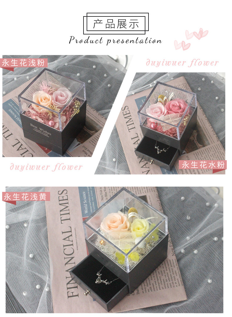 Preserved Fresh Flower Transparent Acrylic Flower Box Valentine's Day Gift Preserved Fresh Flower Rose Square Gift Box Preserved Fresh Flower Transparent Acrylic Flower Box Valentine's Day Gift Preserved Fresh Flower Rose Square Gift Box