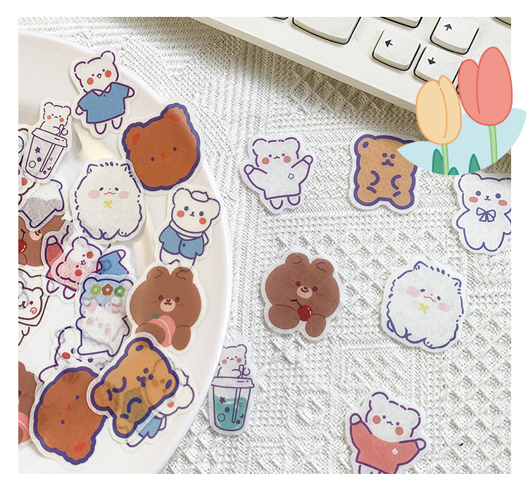 Cartoon Character Washi Stickers Ins Style Journal Material Stickers Water Cup Mobile Phone Decoration Cute Journal Sticker Package