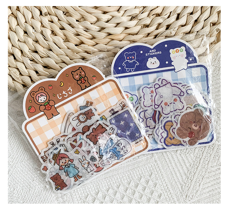 Cartoon Character Washi Stickers Ins Style Journal Material Stickers Water Cup Mobile Phone Decoration Cute Journal Sticker Package