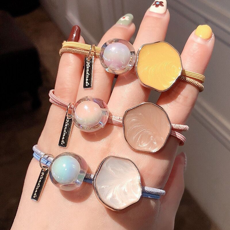 South Korea Dongdaemun Hair Accessories Girl&#039;s Heart Rubber Band Morandi Hair Band Colorful Acrylic Beads Head Rope Fruit Hair Band Headwear Rope
