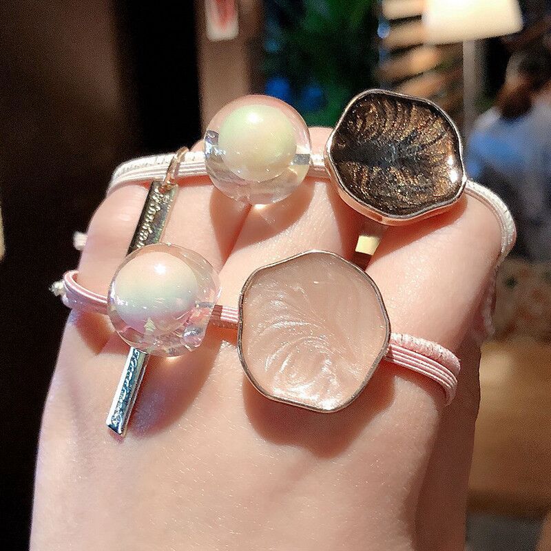 South Korea Dongdaemun Hair Accessories Girl&#039;s Heart Rubber Band Morandi Hair Band Colorful Acrylic Beads Head Rope Fruit Hair Band Headwear Rope