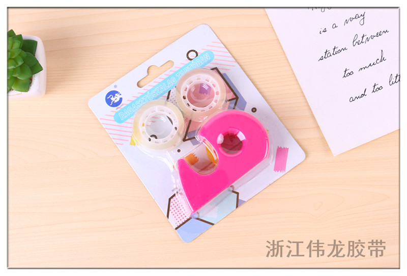 Stationery Adhesive Tape Base Cutter Korean Fresh Small Cute Mini Multi-Function Adhesive Tape Holder Transparent Rubber Strip