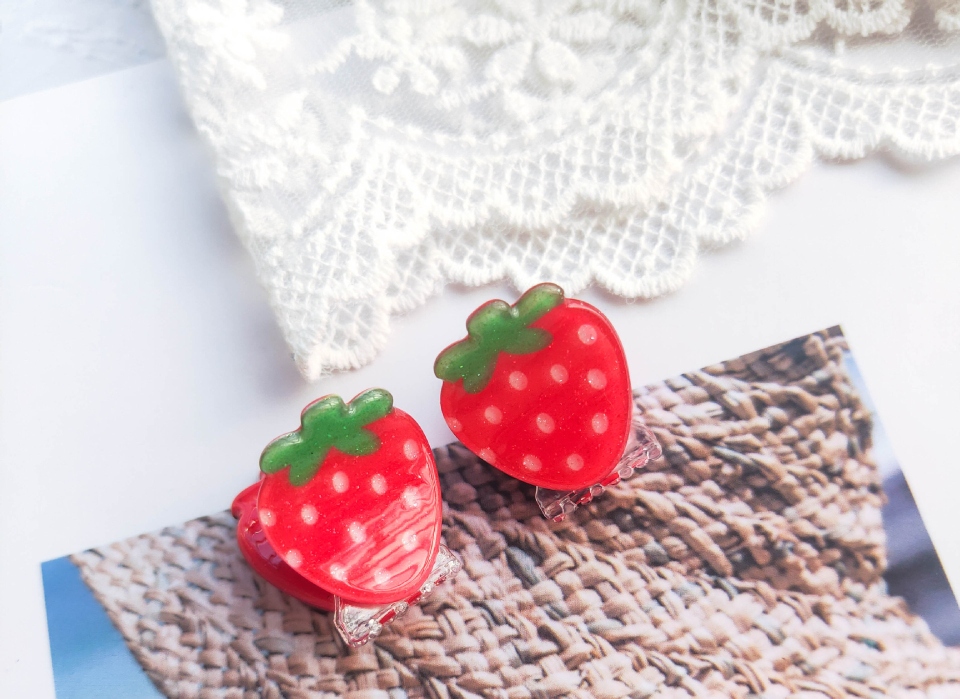 Korean Ins Same Style with Glitter Acrylic Fruit Color Small Claw Clip Children Cropped Hair Clip Student Bang Clip