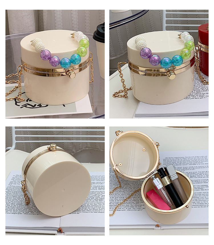 Candy Color Acrylic Small round Bag Summer 2021 New Personalized Color Beaded Ins Shoulder Chain round Bag Candy Color Acrylic Small round Bag Summer 2021 New Personalized Color Beaded Ins Shoulder Chain round Bag