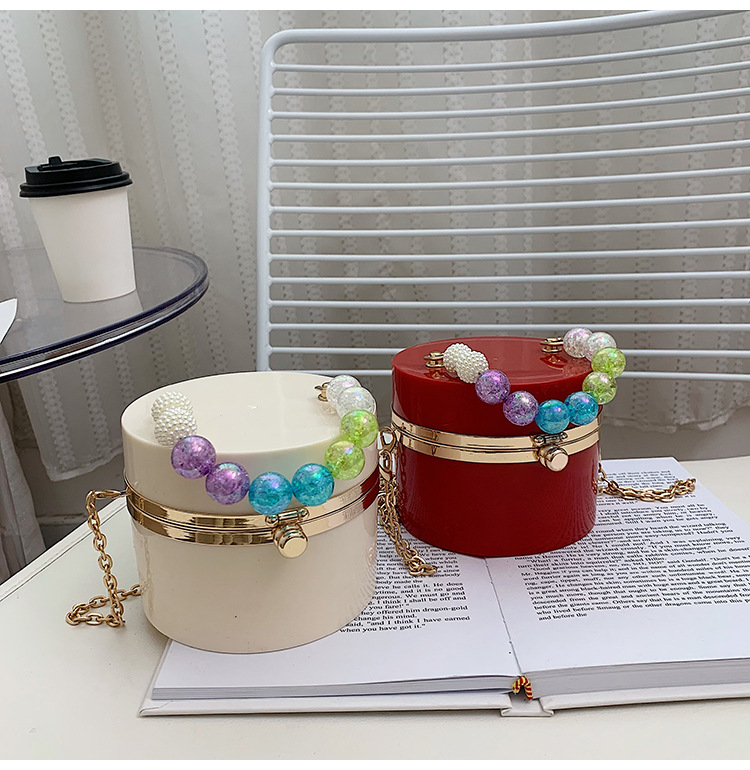 Candy Color Acrylic Small round Bag Summer 2021 New Personalized Color Beaded Ins Shoulder Chain round Bag Candy Color Acrylic Small round Bag Summer 2021 New Personalized Color Beaded Ins Shoulder Chain round Bag