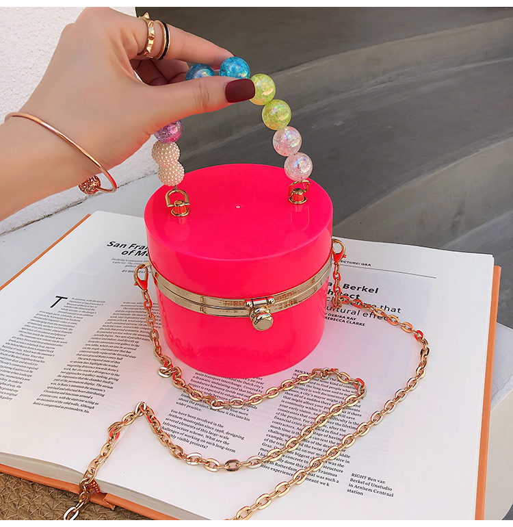 Candy Color Acrylic Small round Bag Summer 2021 New Personalized Color Beaded Ins Shoulder Chain round Bag Candy Color Acrylic Small round Bag Summer 2021 New Personalized Color Beaded Ins Shoulder Chain round Bag