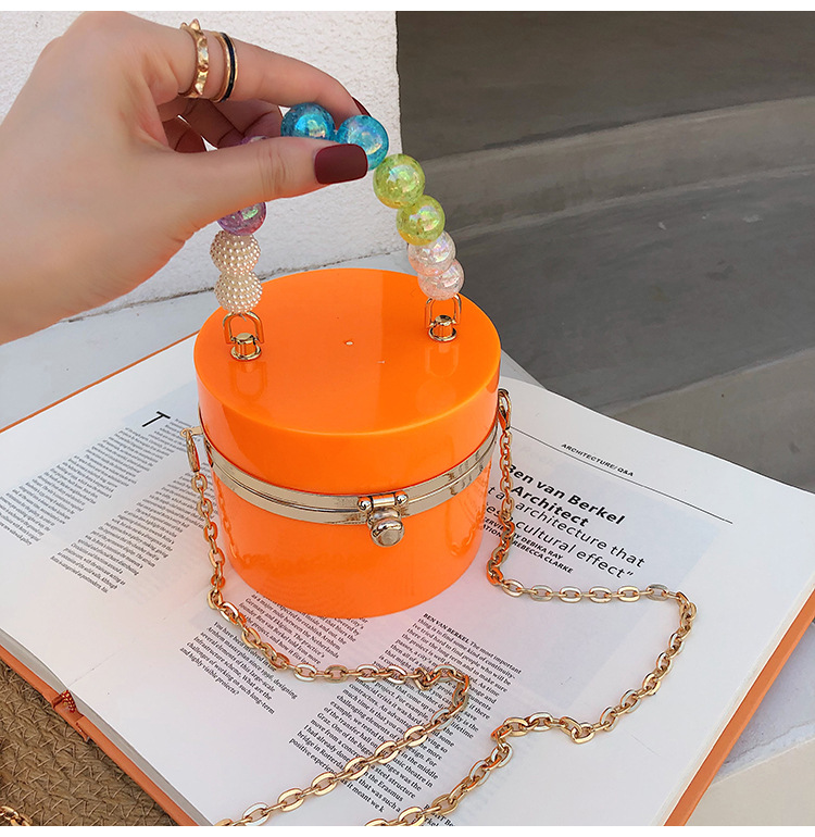 Candy Color Acrylic Small round Bag Summer 2021 New Personalized Color Beaded Ins Shoulder Chain round Bag Candy Color Acrylic Small round Bag Summer 2021 New Personalized Color Beaded Ins Shoulder Chain round Bag