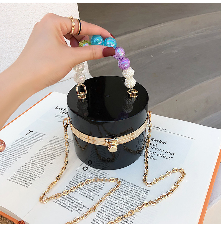 Candy Color Acrylic Small round Bag Summer 2021 New Personalized Color Beaded Ins Shoulder Chain round Bag Candy Color Acrylic Small round Bag Summer 2021 New Personalized Color Beaded Ins Shoulder Chain round Bag