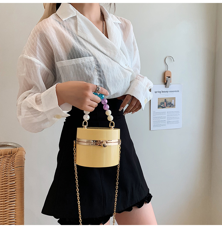 Candy Color Acrylic Small round Bag Summer 2021 New Personalized Color Beaded Ins Shoulder Chain round Bag Candy Color Acrylic Small round Bag Summer 2021 New Personalized Color Beaded Ins Shoulder Chain round Bag