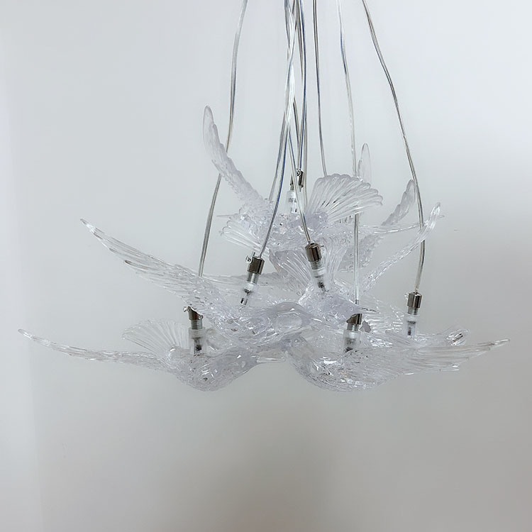 Ten-Head Acrylic Flying Bird Chandelier Wedding Stage Ceiling Layout Luminous Flying Bird Lamp Ten-Head Acrylic Flying Bird Chandelier Wedding Stage Ceiling Layout Luminous Flying Bird Lamp