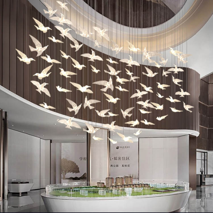 Ten-Head Acrylic Flying Bird Chandelier Wedding Stage Ceiling Layout Luminous Flying Bird Lamp Ten-Head Acrylic Flying Bird Chandelier Wedding Stage Ceiling Layout Luminous Flying Bird Lamp