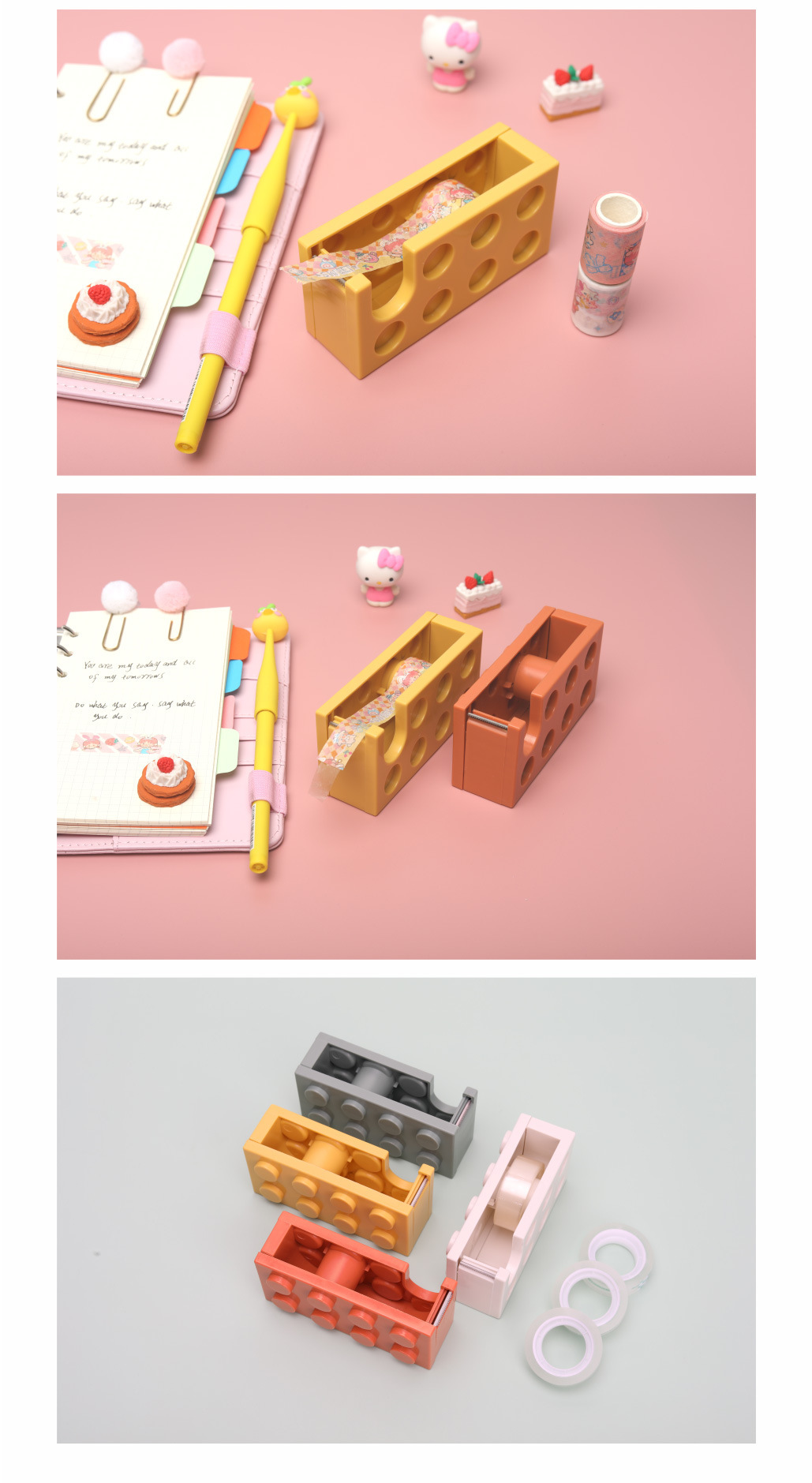 Building Table Facial Tape Cutter Office Stationery Transparent Tape Base and Paper Adhesive Tape Split Storage Box