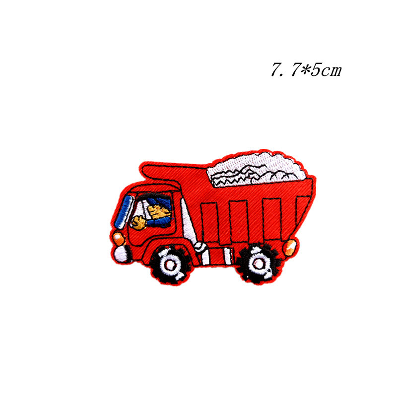 Fashion Cartoon Engineering Vehicle Excavator Embroidered Cloth Stickers Car Patch Accessories Decorative Sticker Patch Spot