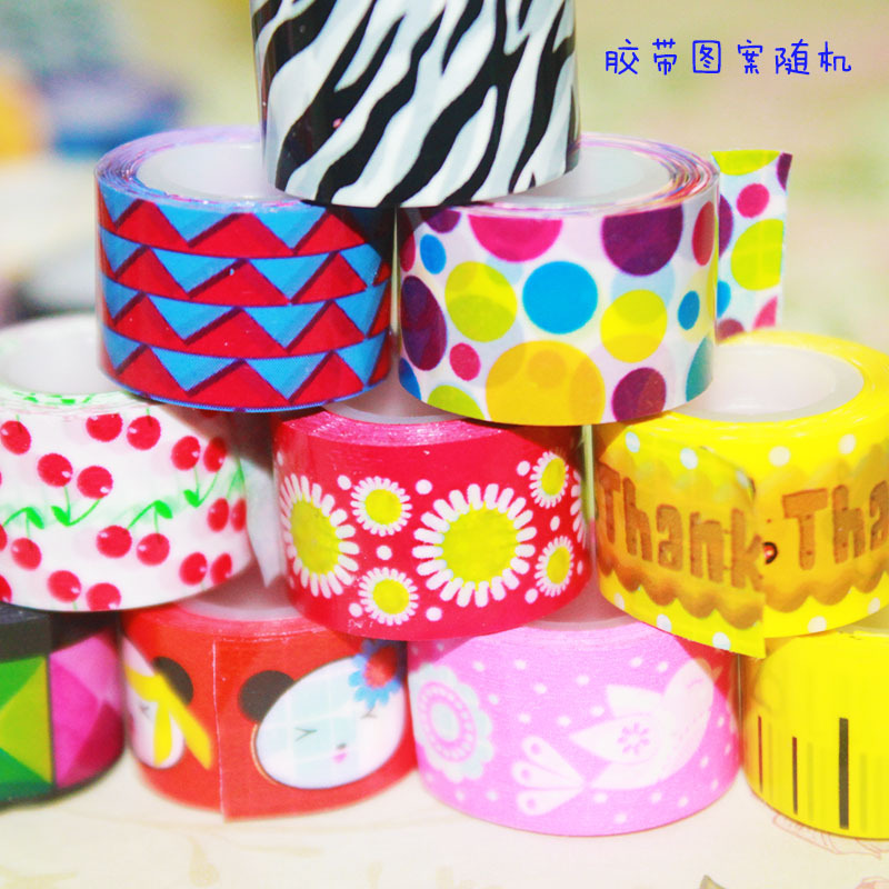 Spotted bottle piggy bank mini tape set tape and cutter color style mixed random hair