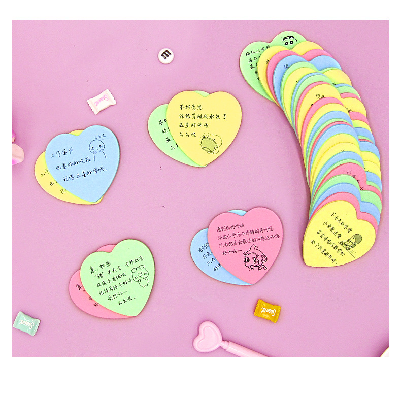 Takeaway Heart-Shaped Custom Color Convenient Creative Milk Tea Nth Sticker Catering Portable Note Pad Customizable Logo Takeaway Heart-Shaped Custom Color Convenient Creative Milk Tea Nth Sticker Catering Portable Note Pad Customizable Logo