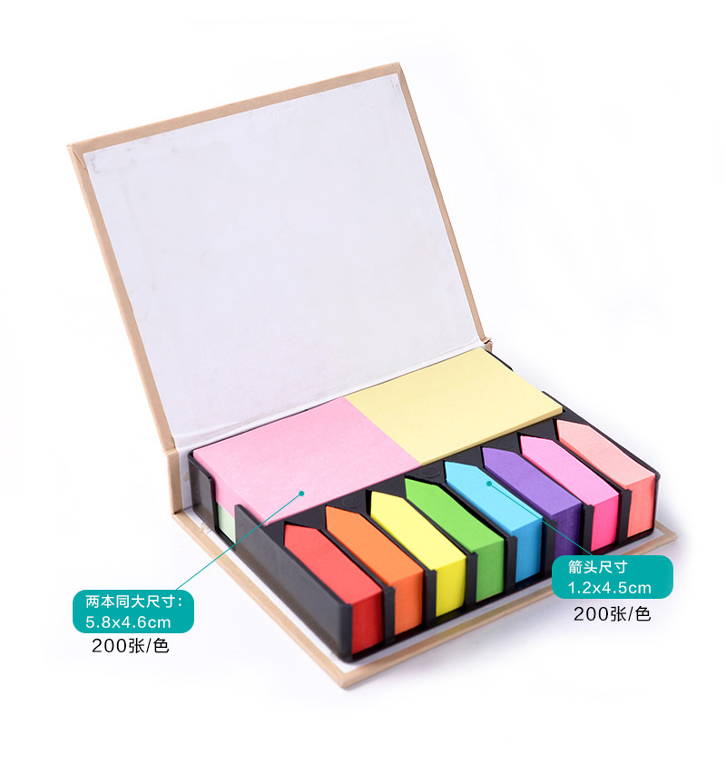 Eco-friendly Kraft Paper Shell Post-It Notes Set Note Paper Crayon Color Arrow Fluorescent Color Message Sticker Wholesale Eco-friendly Kraft Paper Shell Post-It Notes Set Note Paper Crayon Color Arrow Fluorescent Color Message Sticker Wholesale
