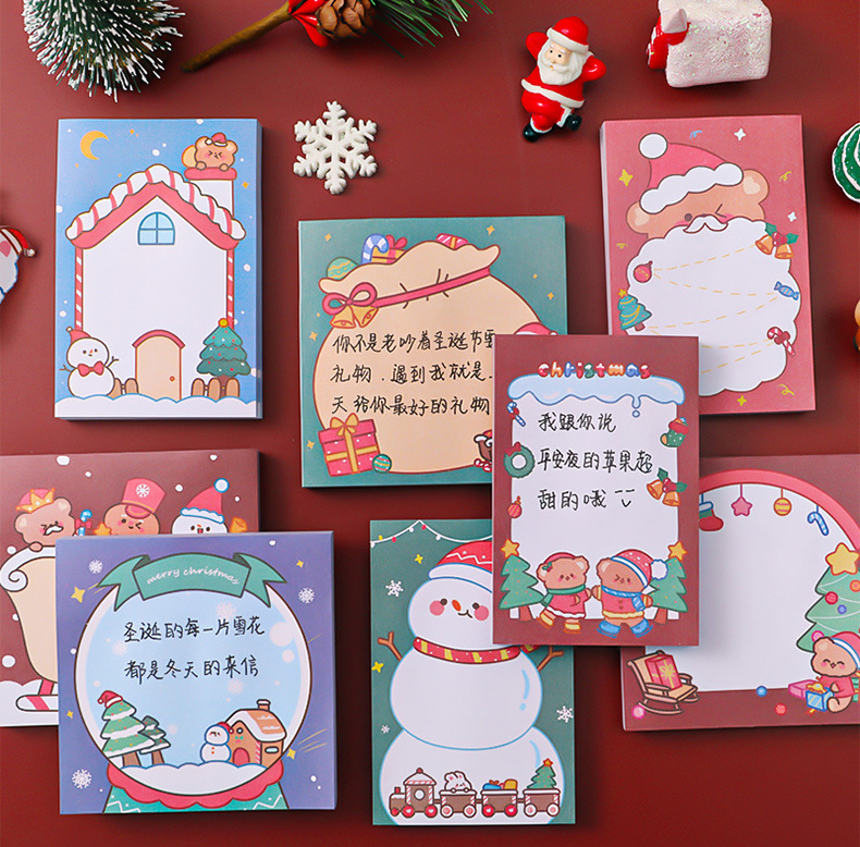 Cartoon Christmas Sticky Notes Student Message Memo Notepad Learning Office Notepaper Santa Claus Note Sticker