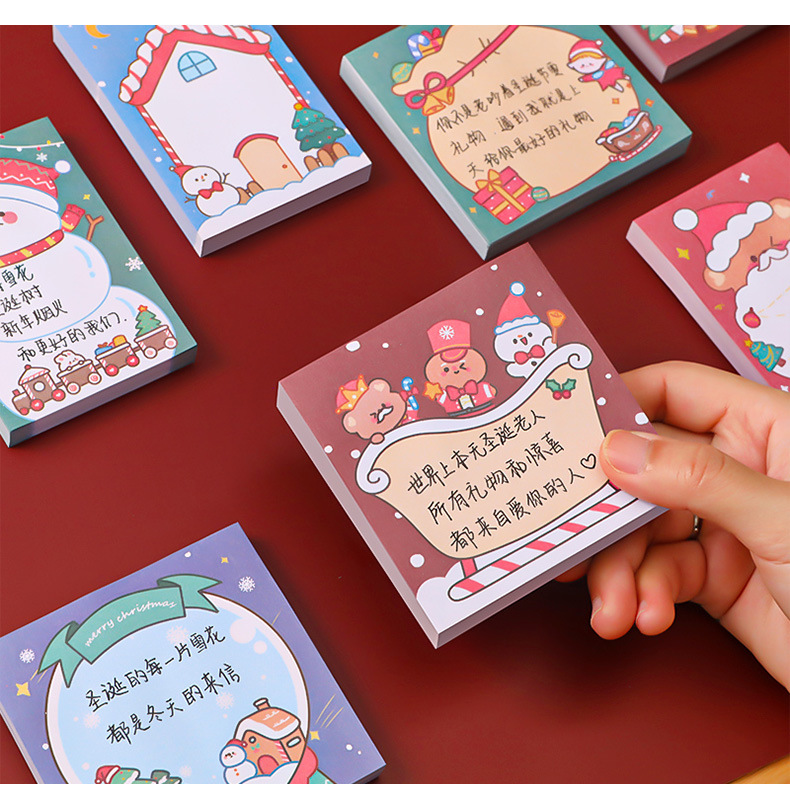 Cartoon Christmas Sticky Notes Student Message Memo Notepad Learning Office Notepaper Santa Claus Note Sticker