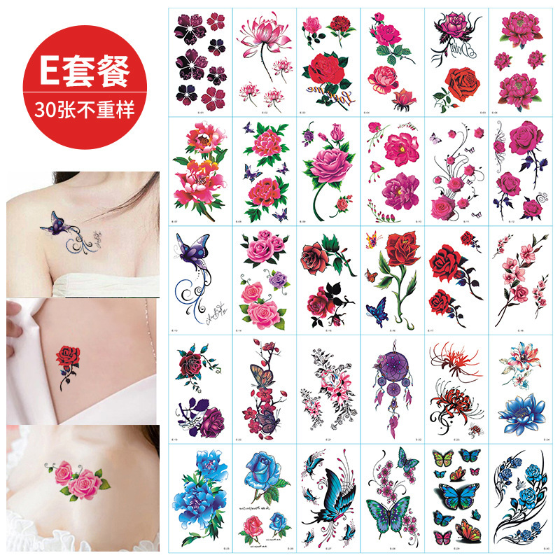 Plant Ink Printing Cartoon Pretty Girl Warrior Easy to Remove Tattoo Sticker Personality Tattoo Sticker Customization