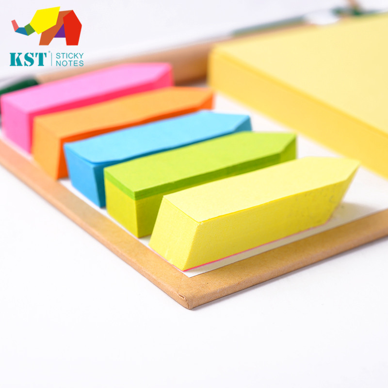 Environmental Protection Kraft Paper Shell Post-It Notes Environmental Pen Set Note Paper Yellow Paper Fluorescent Arrow Color Message Sticker
