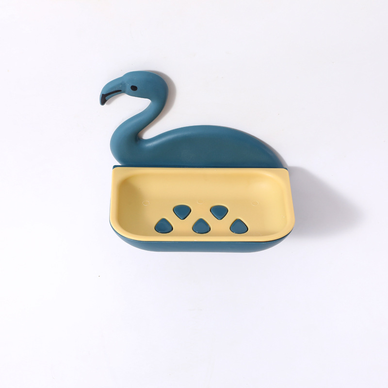 Punch-Free Drain Swan Soap Dish, Transparent Wall-Mounted Soap Box