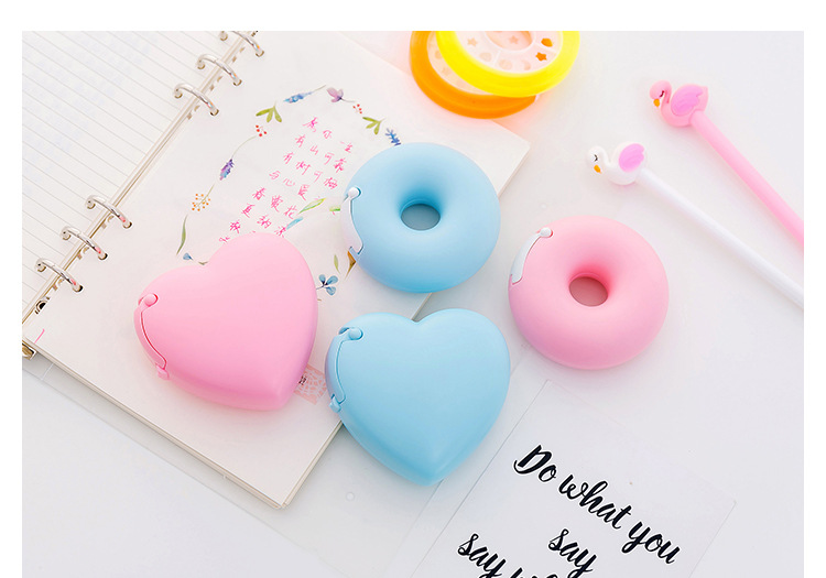 Creative cartoon stationery portable donut tape holder invisible tape cutter with small adhesive tape inside Creative cartoon stationery portable donut tape holder invisible tape cutter with small adhesive tape inside