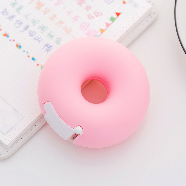 Creative cartoon stationery portable donut tape holder invisible tape cutter with small adhesive tape inside Creative cartoon stationery portable donut tape holder invisible tape cutter with small adhesive tape inside