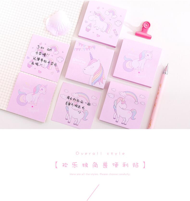 Japanese and Korean Creative New Cartoon Unicorn Square Notepad Sticky Notes Note Sticker Student Message Post-It Notes Japanese and Korean Creative New Cartoon Unicorn Square Notepad Sticky Notes Note Sticker Student Message Post-It Notes