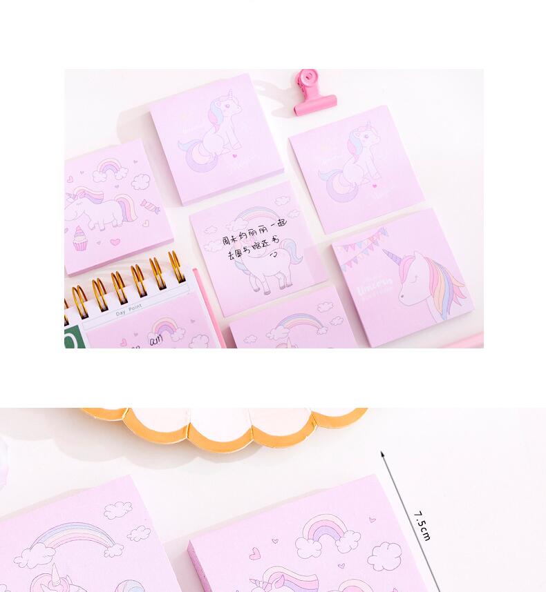 Japanese and Korean Creative New Cartoon Unicorn Square Notepad Sticky Notes Note Sticker Student Message Post-It Notes Japanese and Korean Creative New Cartoon Unicorn Square Notepad Sticky Notes Note Sticker Student Message Post-It Notes