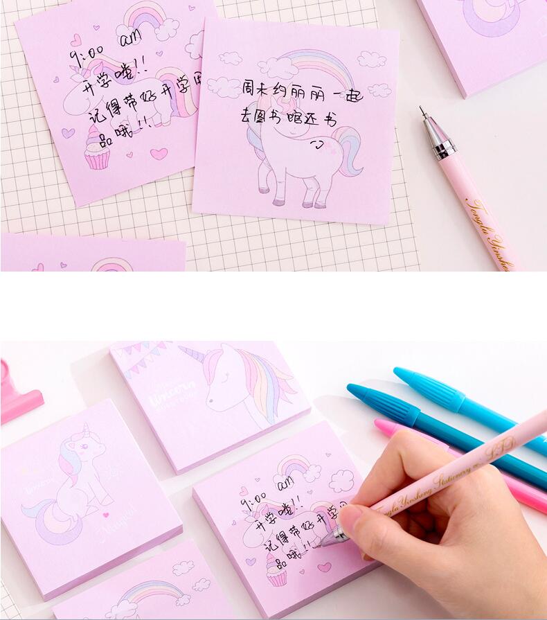 Japanese and Korean Creative New Cartoon Unicorn Square Notepad Sticky Notes Note Sticker Student Message Post-It Notes Japanese and Korean Creative New Cartoon Unicorn Square Notepad Sticky Notes Note Sticker Student Message Post-It Notes