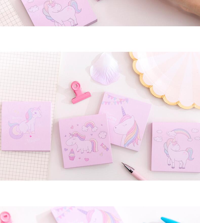 Japanese and Korean Creative New Cartoon Unicorn Square Notepad Sticky Notes Note Sticker Student Message Post-It Notes Japanese and Korean Creative New Cartoon Unicorn Square Notepad Sticky Notes Note Sticker Student Message Post-It Notes