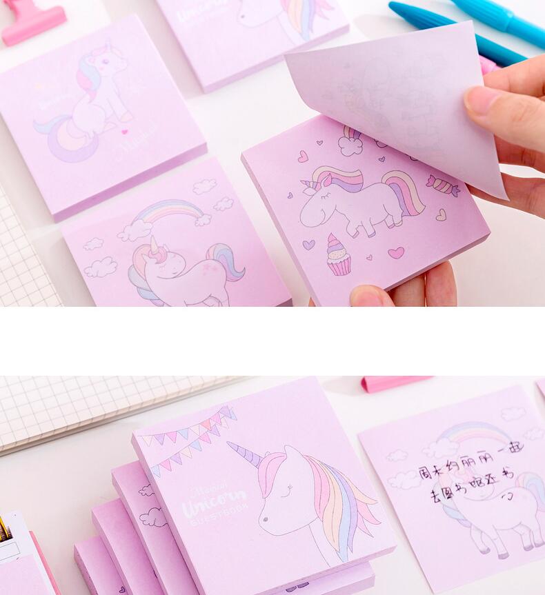 Japanese and Korean Creative New Cartoon Unicorn Square Notepad Sticky Notes Note Sticker Student Message Post-It Notes Japanese and Korean Creative New Cartoon Unicorn Square Notepad Sticky Notes Note Sticker Student Message Post-It Notes