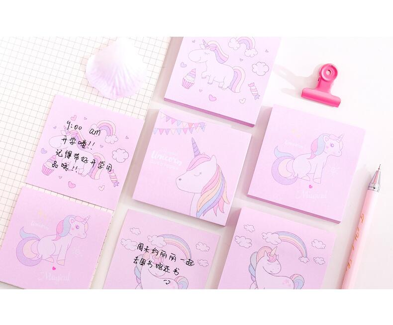 Japanese and Korean Creative New Cartoon Unicorn Square Notepad Sticky Notes Note Sticker Student Message Post-It Notes Japanese and Korean Creative New Cartoon Unicorn Square Notepad Sticky Notes Note Sticker Student Message Post-It Notes