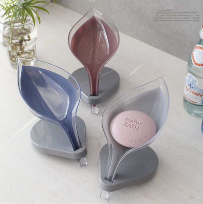 Leaves Soap Dish Bathroom Punch-Free Suction Soap Box Rack Bathroom Draining Laundry Soap Box Storage Rack