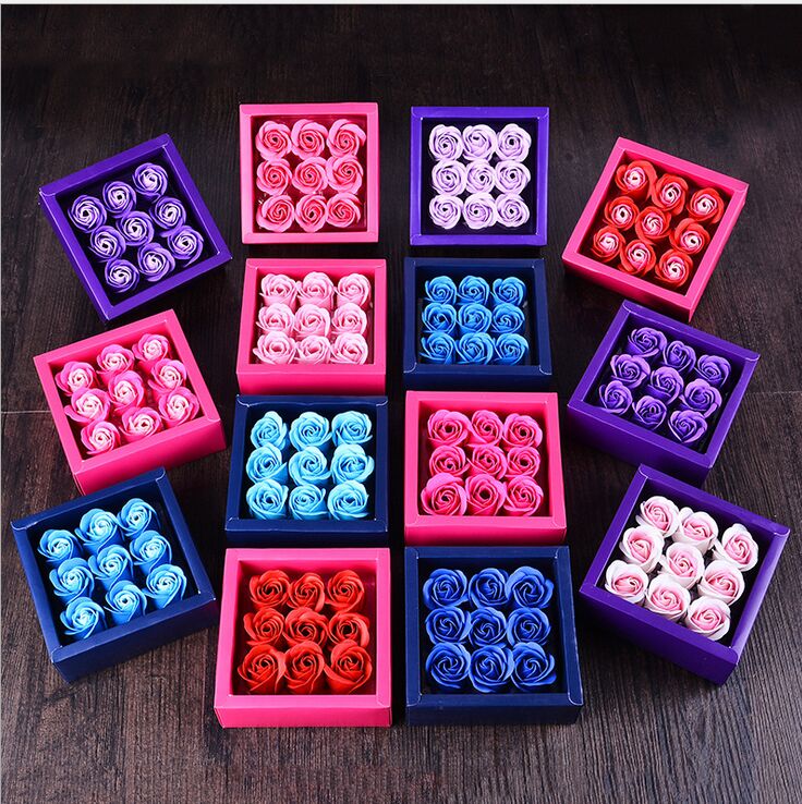 Fine simulation soap flower 9 without bottom support rose flower soap box small box of roses